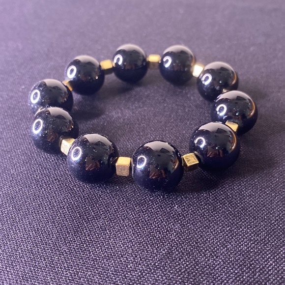 Chunky Wine & Gold Stretchy Bracelet - Picture 1 of 3